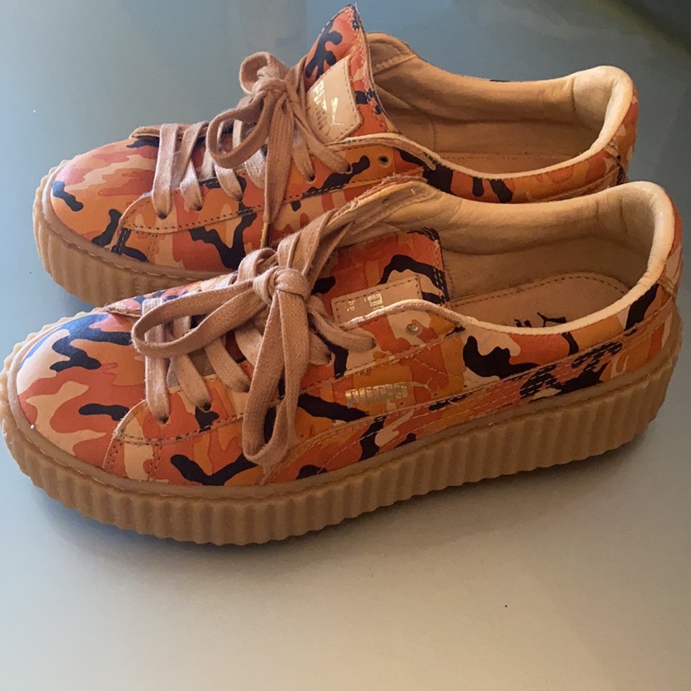 PUMA X RIHANNA Suede Camo orange Creepers Size 7.5 - Picture 12 of 14